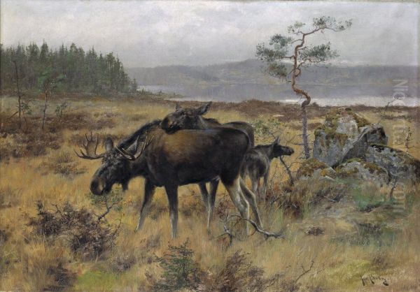 Algfamilj Oil Painting by Axel Borg