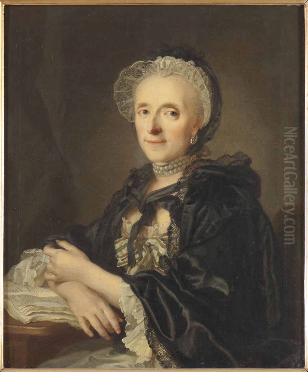 Mrs Kristina Magdalena Wargentin Oil Painting by Lorens Pasch the Younger
