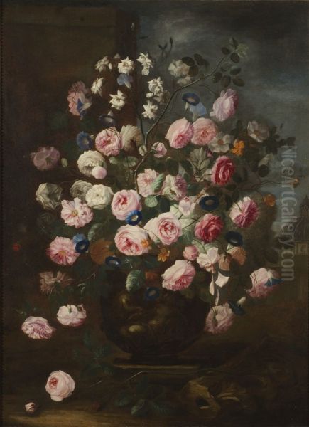 Rosor i urna Oil Painting by Carel de Vogelaer