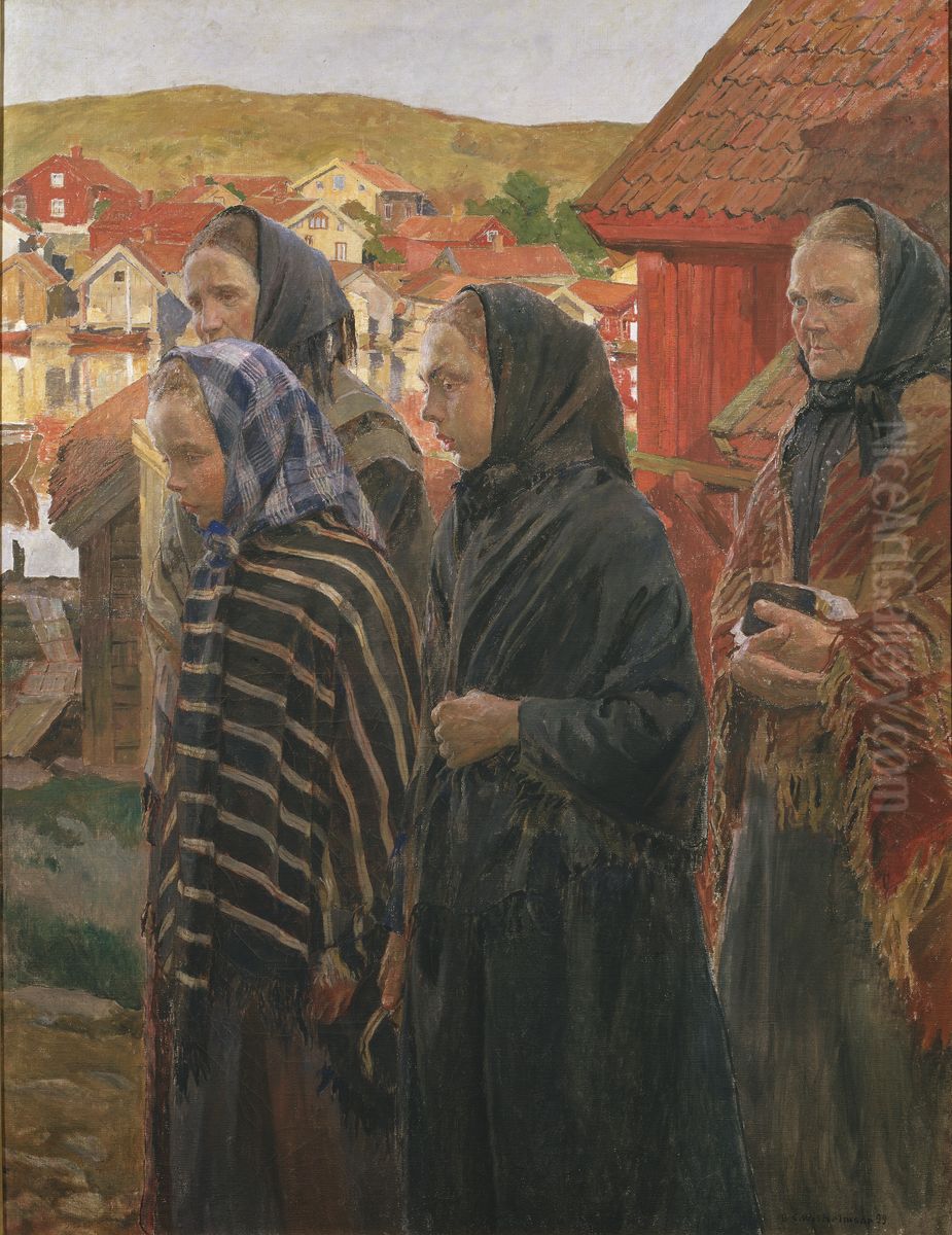 Fishermen's Wives Returning from Church Oil Painting by Carl Wilhelm Wilhelmson