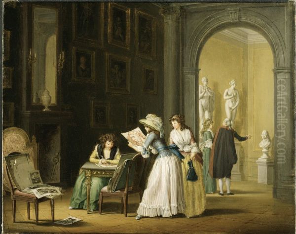 Interior from an Art Collection Oil Painting by Pehr Hillestrom