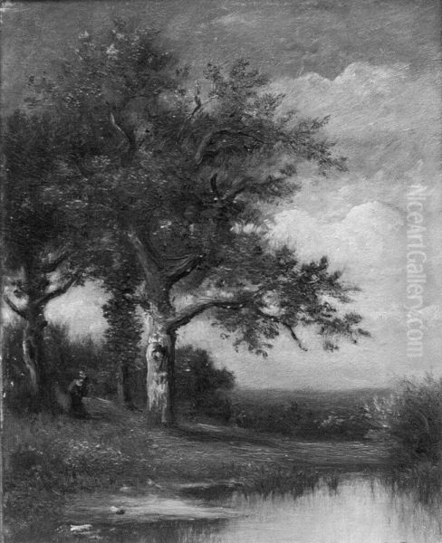 Landscape with Oaks Oil Painting by Jules Dupre