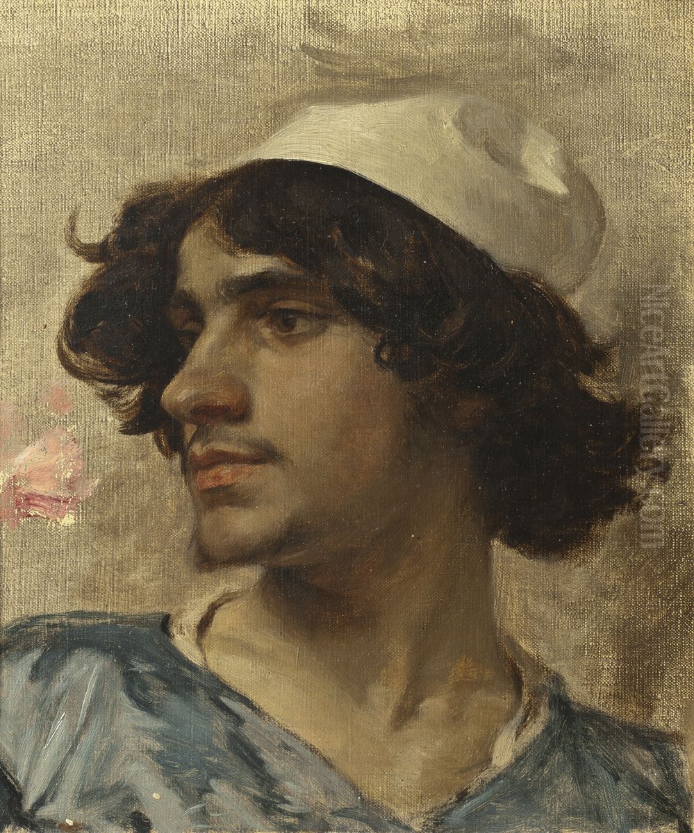 Head of Young man. Study Oil Painting by Charles Bargue