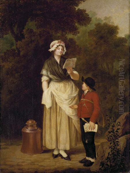 Maid Buying a Love-Ditty Oil Painting by Pehr Hillestrom