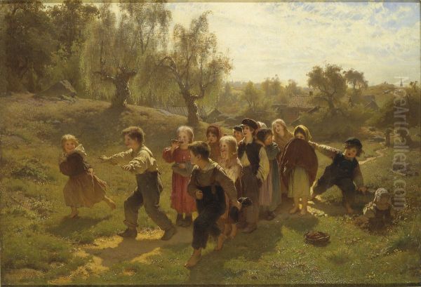 Sista paret ut Oil Painting by August Malmstrom