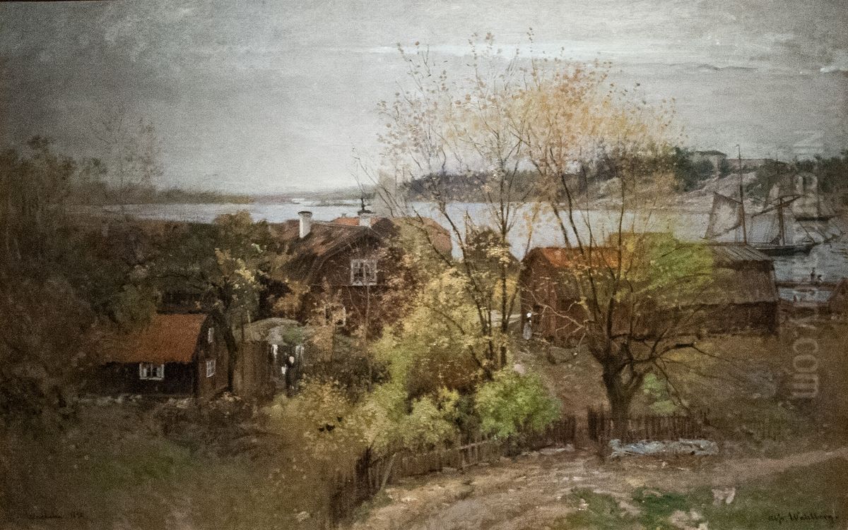 Landskap fran Vaxholm Oil Painting by Alfred Wahlberg Landskap fran Vaxholm Oil Painting by Alfred Wahlberg
