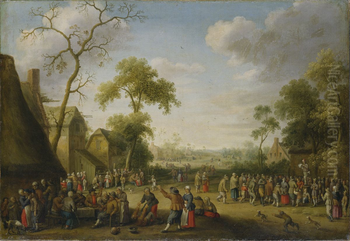 Village Scene Oil Painting by Joost Cornelisz Droochsloot