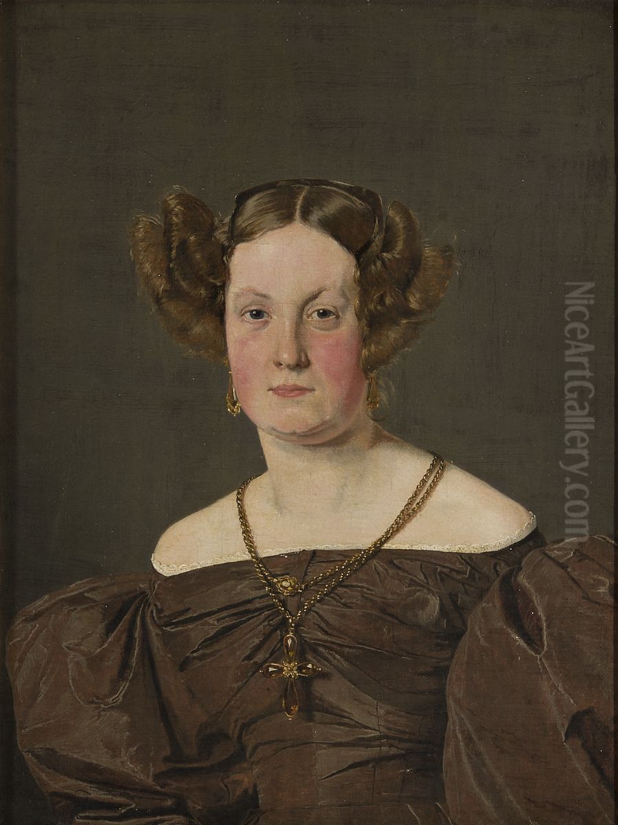 Adolphine Emelie Petersen, f. de Roepstorff, overauditor Th. Petersens hustru Oil Painting by Christen Kobke