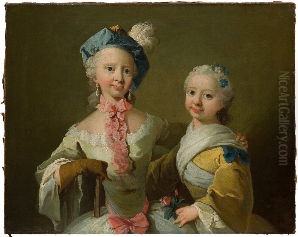 Birgethe Dorthe och Kirstne Margarethe Colstrup Oil Painting by Per Krafft the Elder