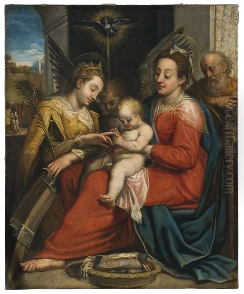 Sta Katarinas trolovning Oil Painting by Denys Calvaert