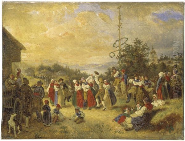 Midsommardans i Rattvik Oil Painting by Kilian Christoffer Zoll