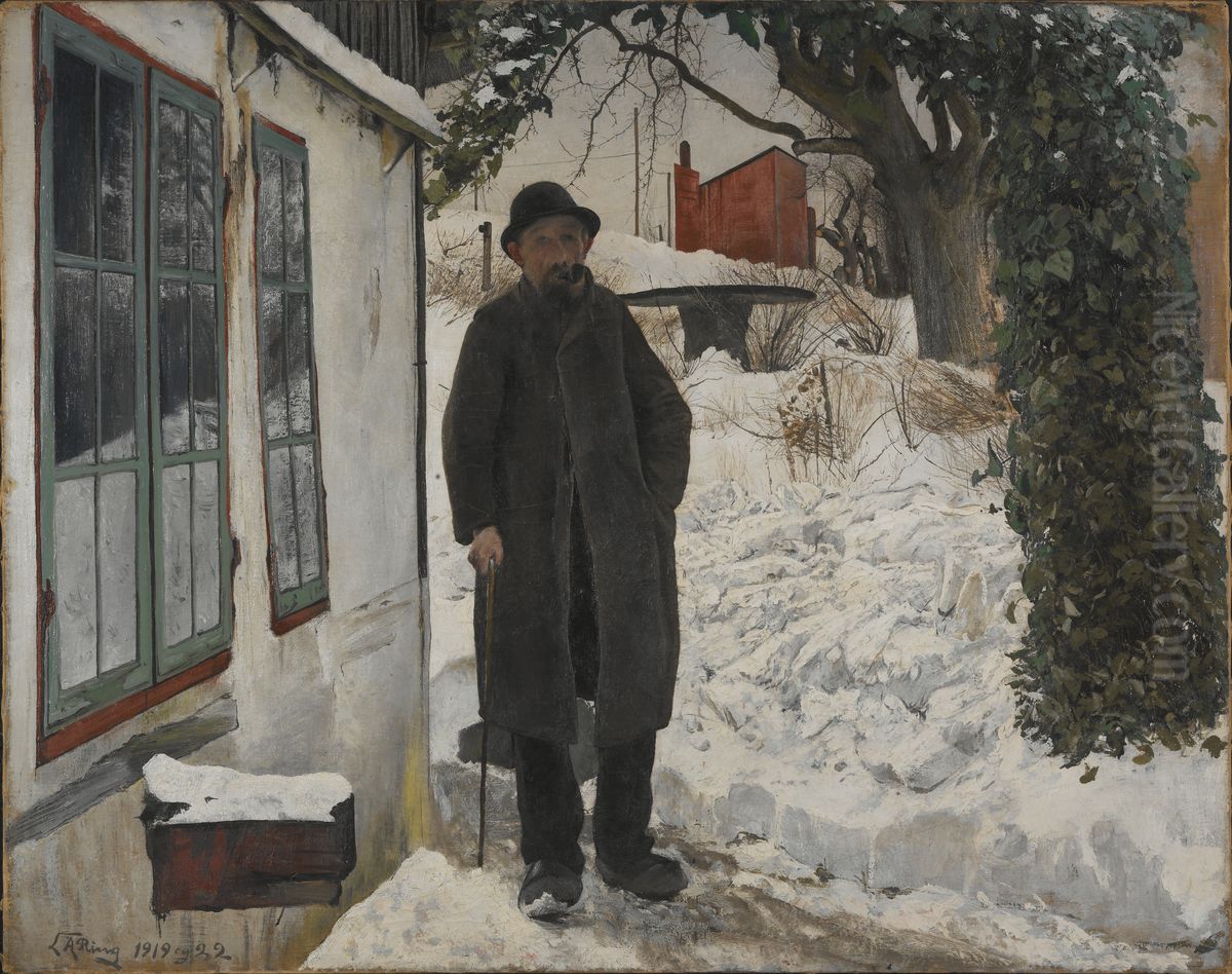 At the Old House Oil Painting by Laurits Andersen Ring