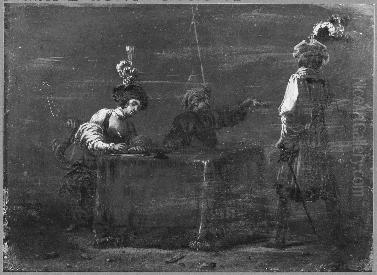Company around a Table Oil Painting by Leonaert Bramer