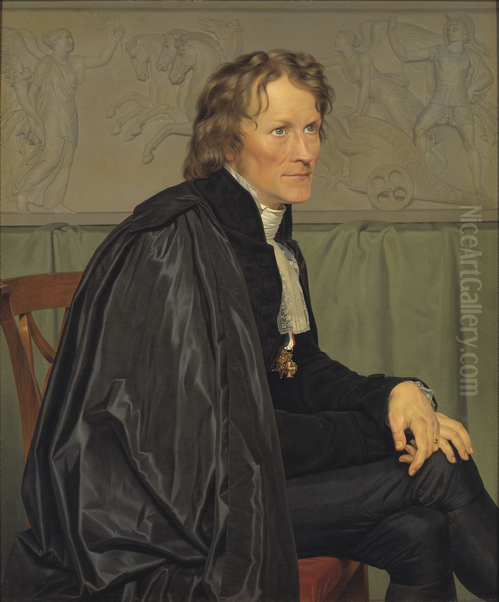 Bertel Thorvaldsen, the Danish Sculptor Oil Painting by Christoffer Wilhelm Eckersberg