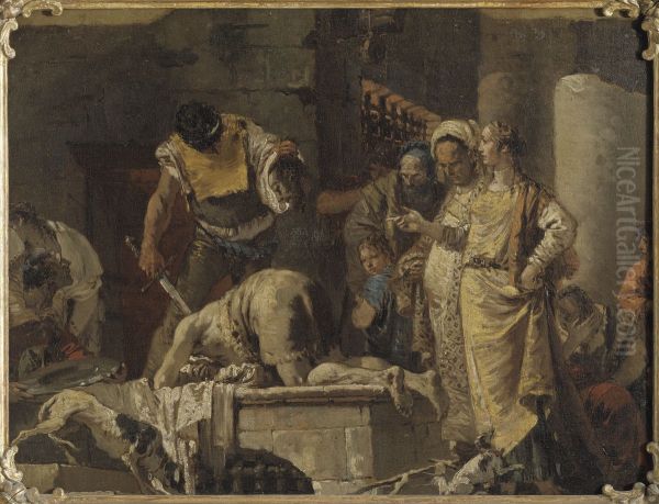 Johannes Doparens halshuggning Oil Painting by Giovanni Battista Tiepolo