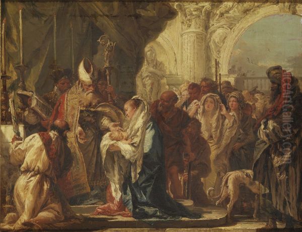 Kristi frambarande i templet Oil Painting by Giovanni Domenico Tiepolo