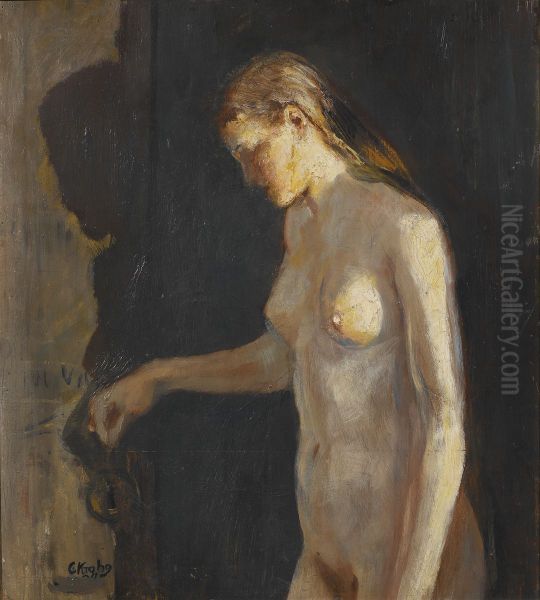 Kvinnlig modell Oil Painting by Christian Krohg