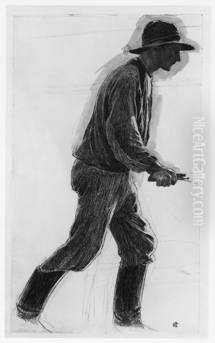 A Workman Oil Painting by Carl Wilhelm Wilhelmson