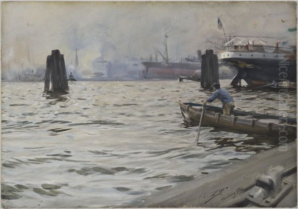 The Port of Hamburg Oil Painting by Anders Zorn