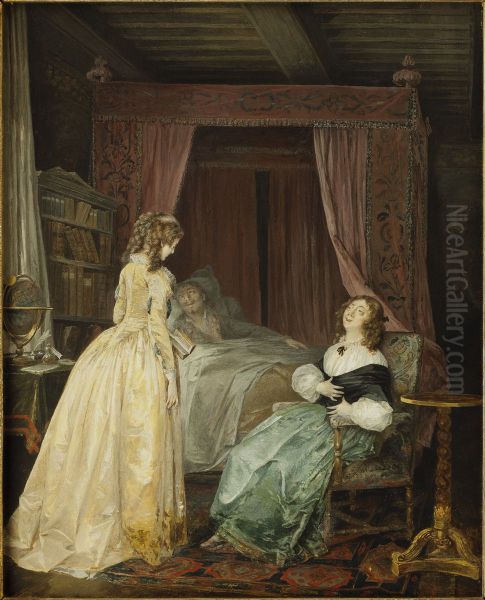Queen Kristina of Sweden Visiting Professor Saumaise Oil Painting by Niclas Lafrensen