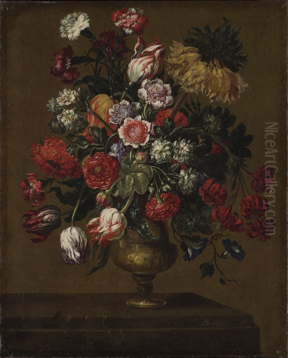 Blomsterstycke Oil Painting by Andrea Scacciati I