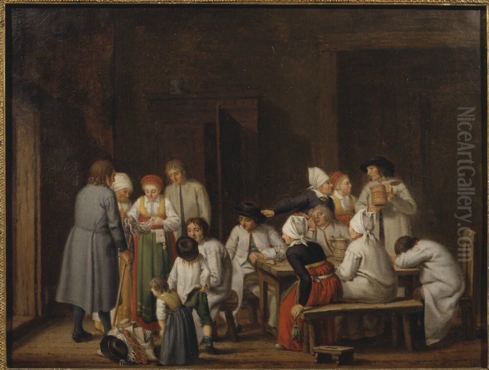 Vingakersbonder Oil Painting by Pehr Hillestrom