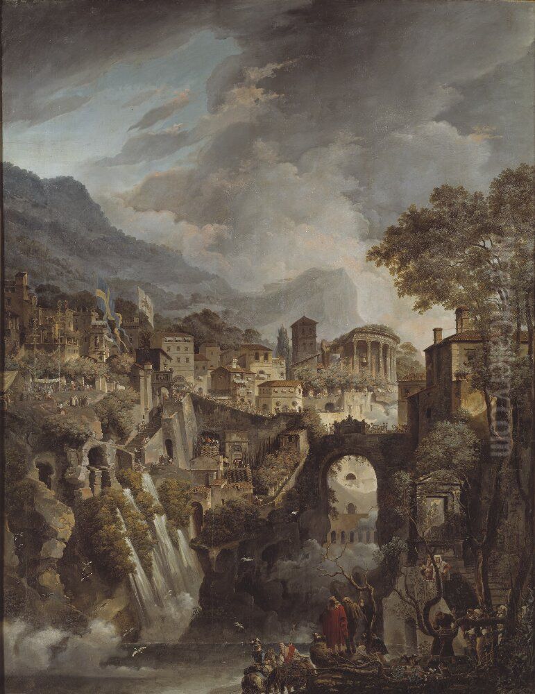 s besok i Tivoli 1784 Oil Painting by Louis Jean Desprez