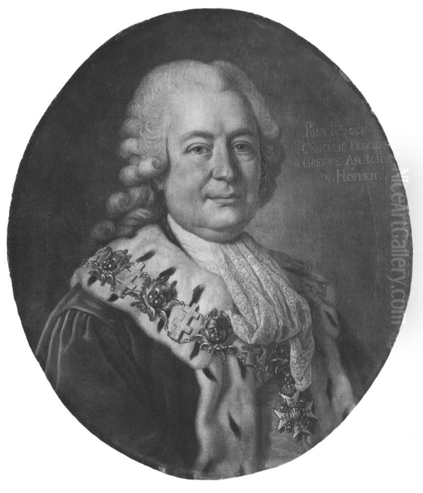 Anders Johan von Hopken, 1712-1789, greve Oil Painting by Per Krafft the Elder