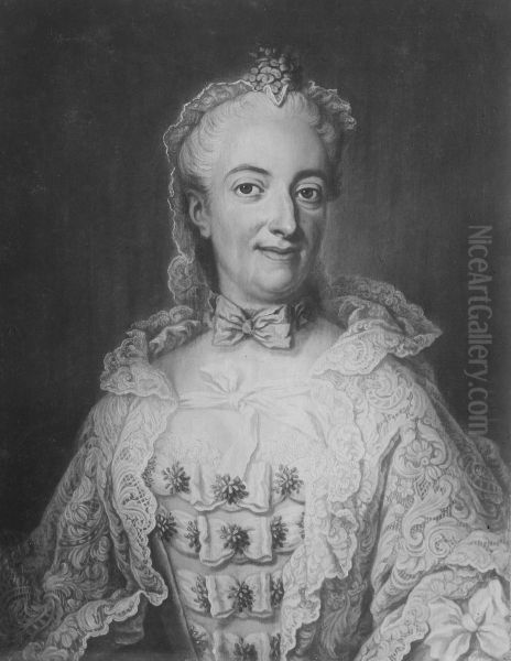 Antoinette Therese de Gergy, 1707-1767 Oil Painting by Gustaf Lundberg