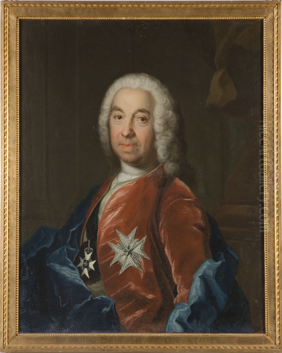 Leonard Klinckowstrom, 1685-1759 Oil Painting by Johan Henrik Scheffel
