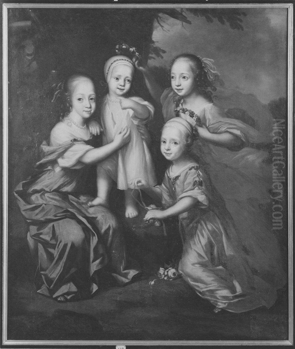 Gustav Adolfs hertig av Mecklenburg-Gustrow fyra barn Oil Painting by David Klocker Ehrenstrahl