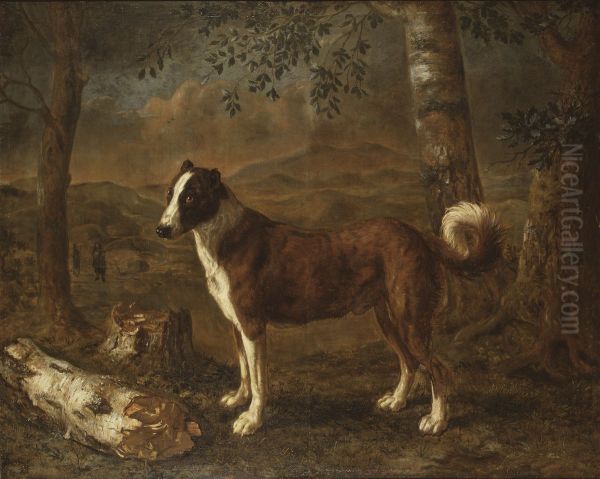 Dog and a Birch Log Oil Painting by Govert Dircksz Camphuysen