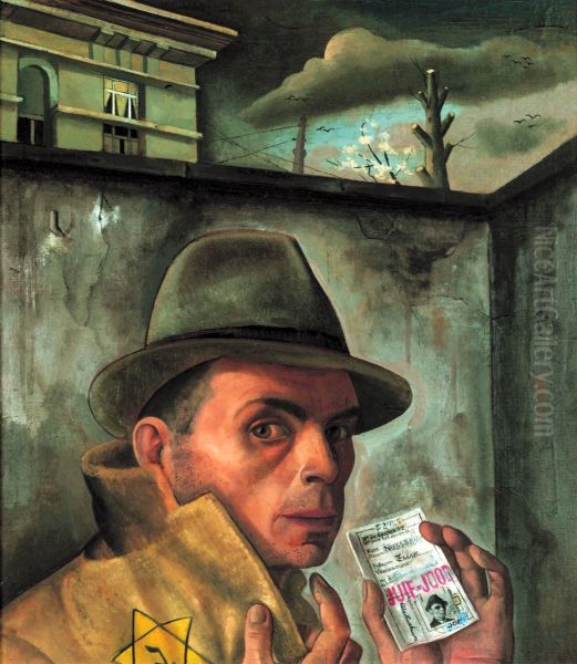 Selbstportrat mit Judenpass Oil Painting by Felix Nussbaum