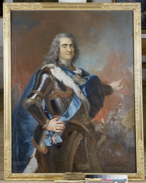 August II den starke, 1670-1733, kurfurste av Sachsen, konung av Polen Oil Painting by Louis de Silvestre