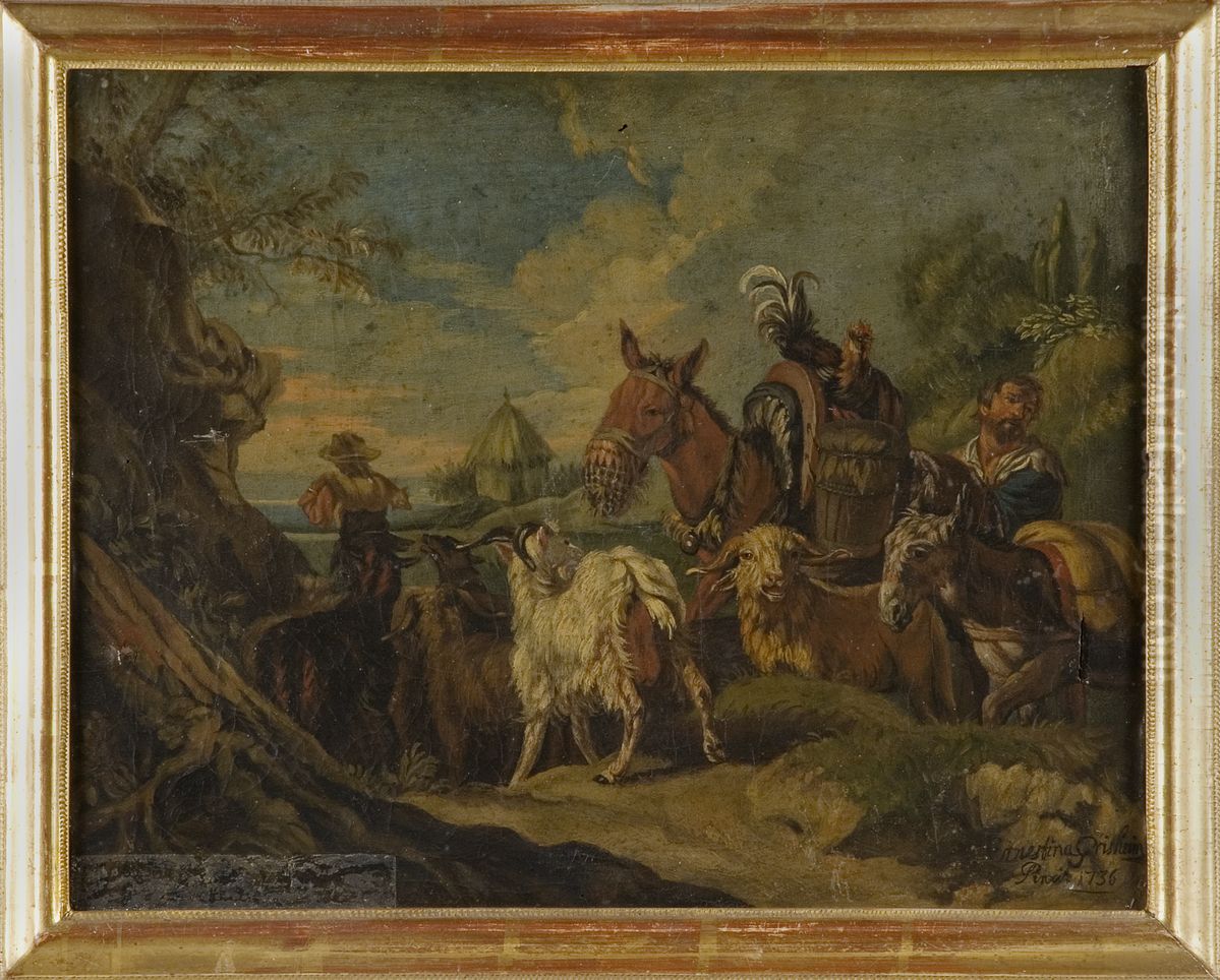 Italiensk boskapsdrift Oil Painting by Philipp Peter Roos