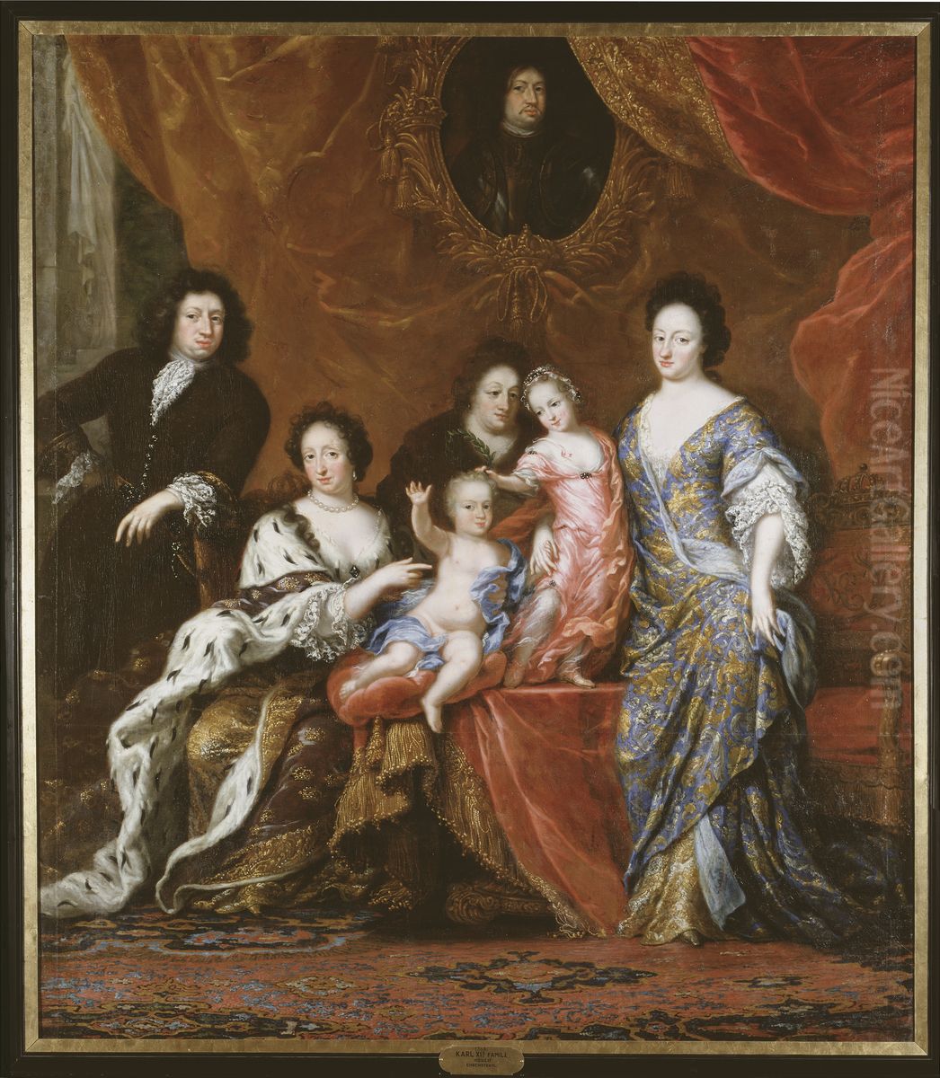 Karl XI, 1655-1697, kung av Sverige med familj Oil Painting by David Klocker Ehrenstrahl