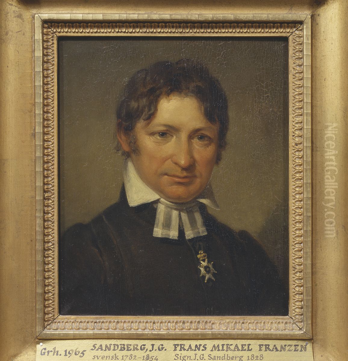 Frans Mikael Franzen, 1772-1847, Bishop, Poet Oil Painting by Johan Gustaf Sandberg
