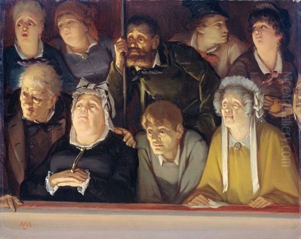 Theaterpubliek Oil Painting by Hippolyte Michaud