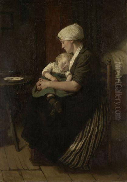 'In slaap gesust' Oil Painting by David Adolph Constanz Artz