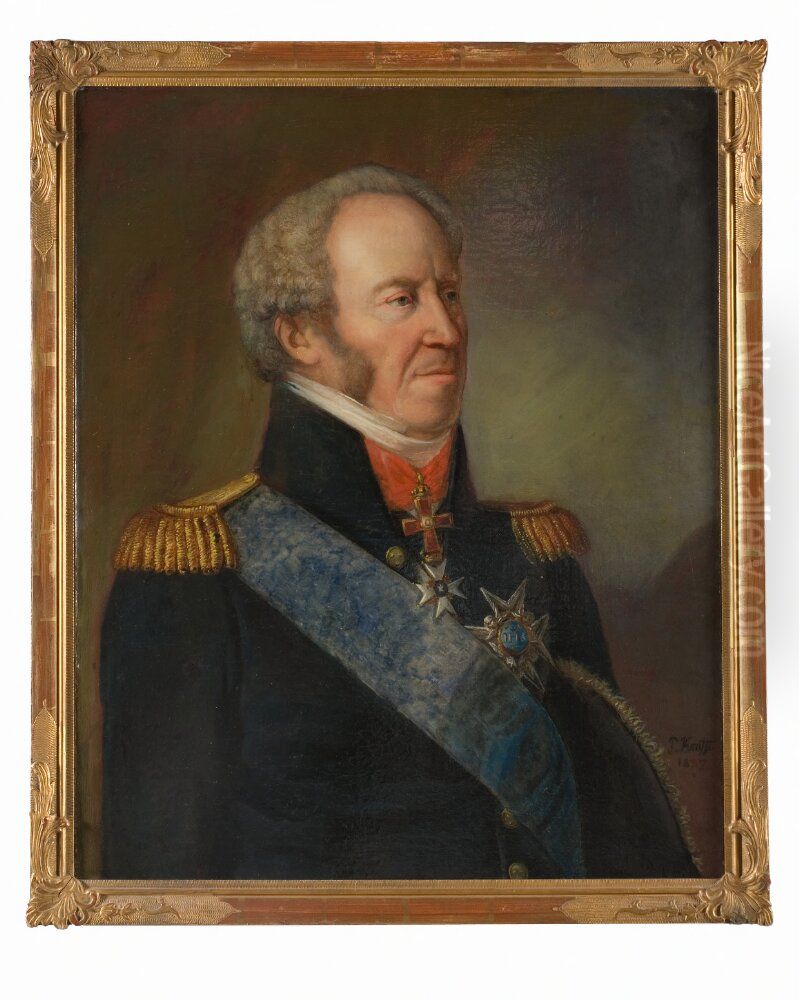 Mattias Rosenblad (1758-1847), greve, justitiestatsminister, gift med Charlotta Maria Toutin Oil Painting by Per Krafft the Younger