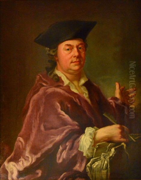 Anders Odel (1718-1773), writer, director Oil Painting by Anders Odel