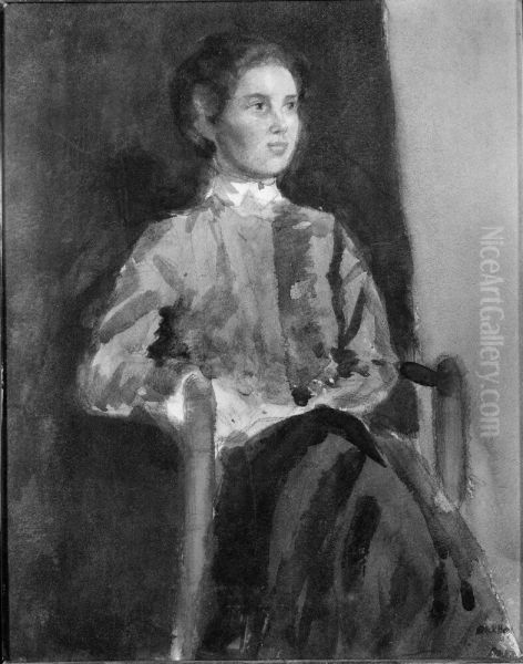 Harriet Lowenhjelm (1887-1918), author, cartoonist Oil Painting by Dick Beer