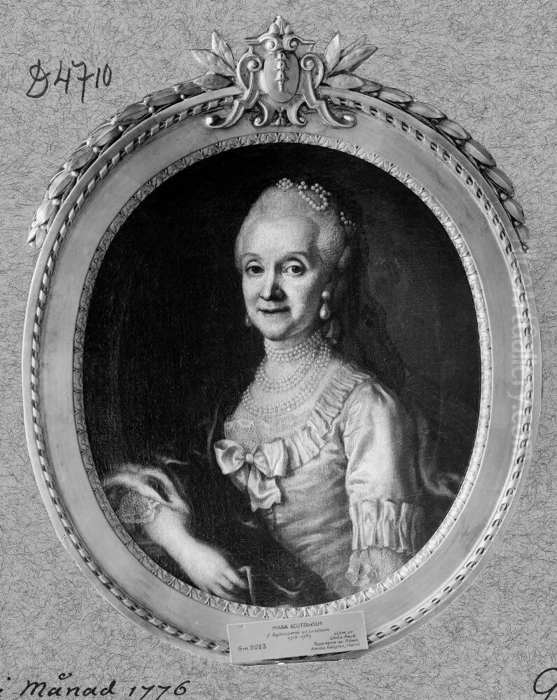 Maria Gyllenstierna af Lundholm (1716- 1783), friherrinna, gift med riksradet friherre Esbjorn Kristian Reuterholm Oil Painting by Ulrika Pasch