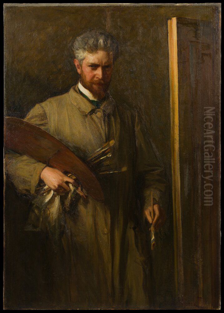 Sjalvportratt Oil Painting by Oscar Bjorck