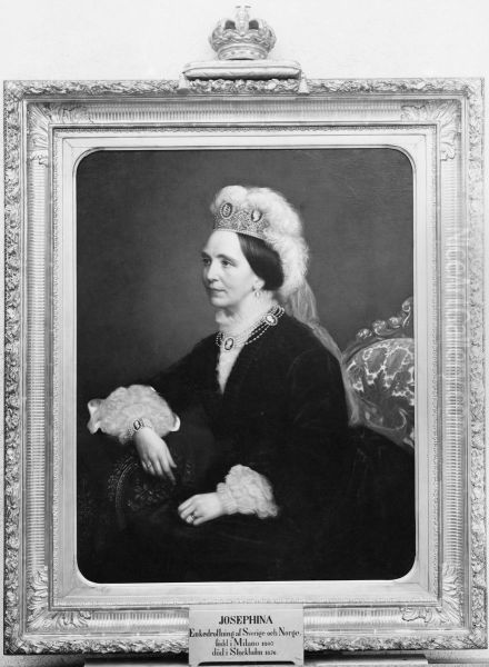 Josefina, 1807-1876, drottning , gift med Oskar I Oil Painting by Bertha Valerius
