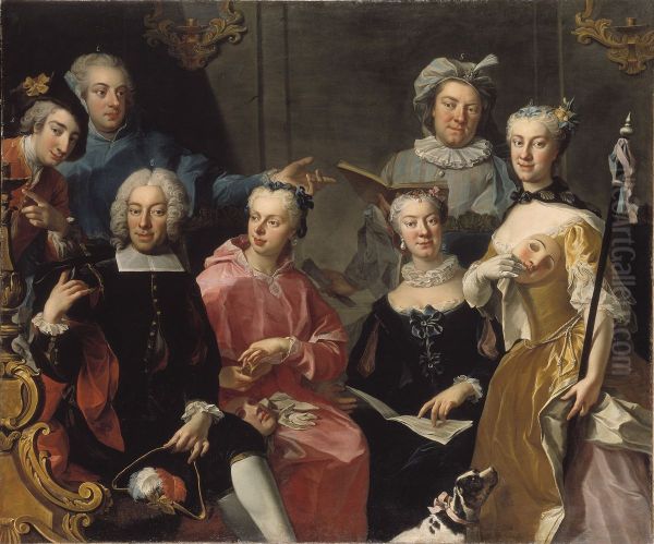 Family Group Oil Painting by Martin Van Meytens