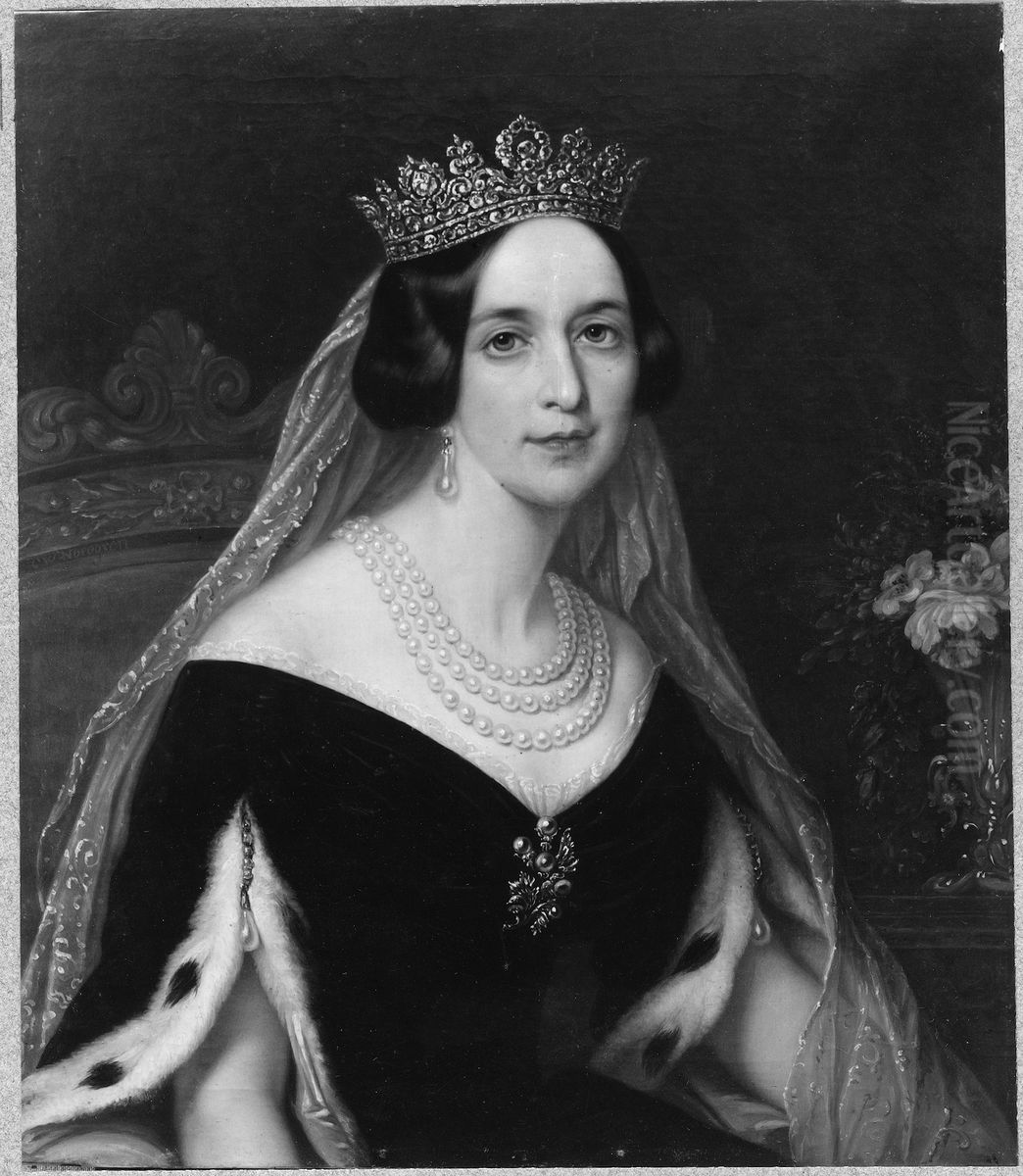 Josefina, 1807-1876, drottnig, gift med Oscar I Oil Painting by Friedrich Durck
