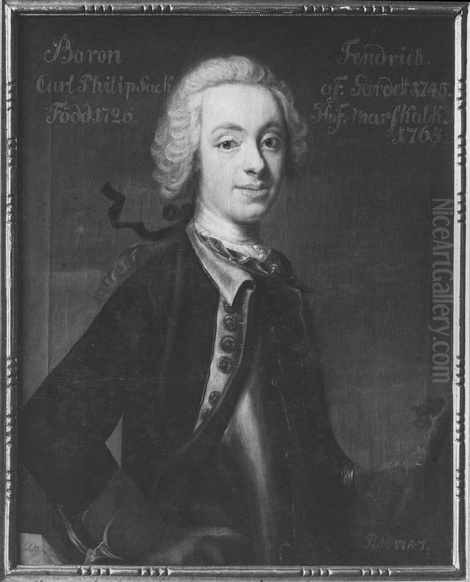 Carl Filip Sack, 1726-97 Oil Painting by Johan Henrik Scheffel