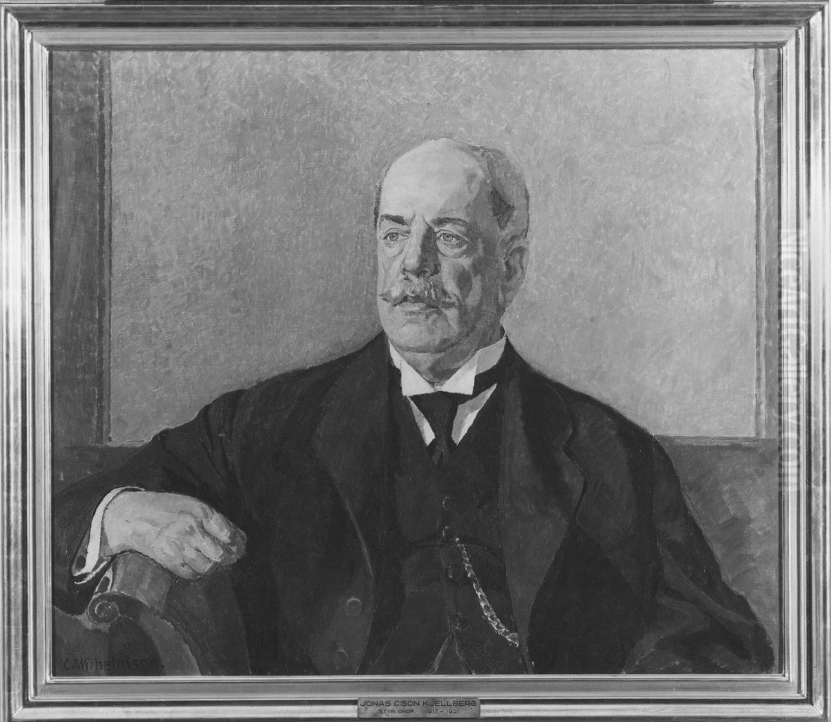 Jonas C:son Kjellberg, 1858-1942, industri- och bankman, ingenjor, politiker, gift med Anna Maria Almqvist Oil Painting by Carl Wilhelm Wilhelmson
