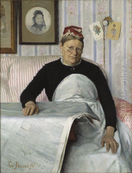 Brita Maria (Mussa) Banck, 1830-1906, Husforestandarinna Oil Painting by Eva Bonnier